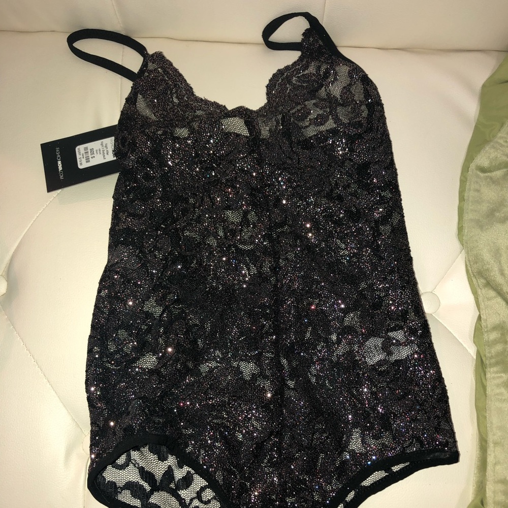 Sequined Black Bodysuit